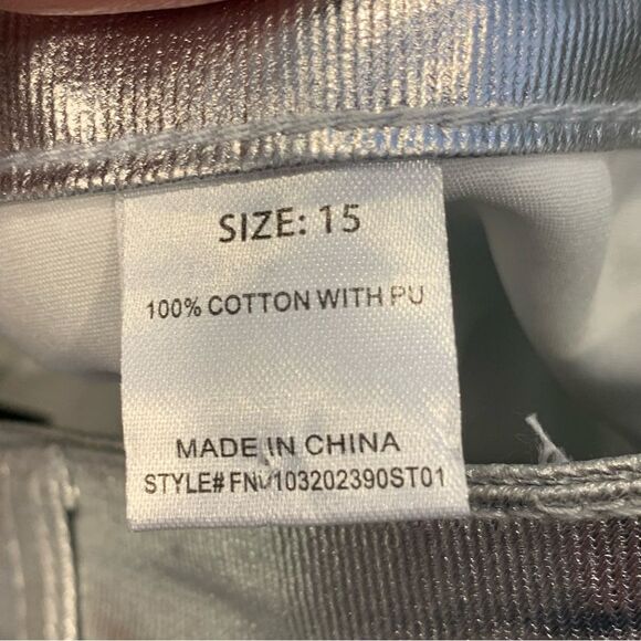 Fashion Nova Felt A Spark Metallic Straight Leg Pants Size 15 Silver - Picture 7 of 10